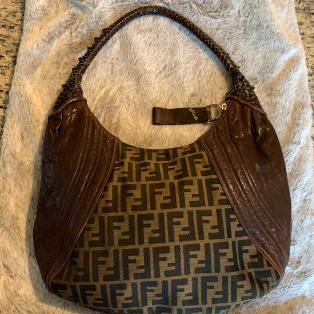 Fendi Tobacco Zucca Spy hobo bag